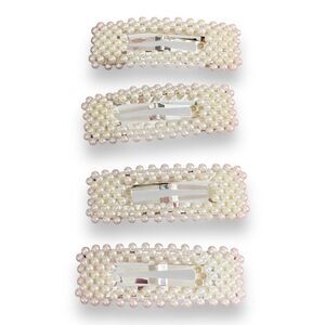 Ivory Pearls Oversized Hair Clips Barrettes Set of 4 Hair Accessory NEW